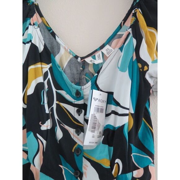 Roxy ARJWD03396 Women's Sz Small Anthracite Paradiso "Shimmy Over" Woven Dress - Picture 3 of 12